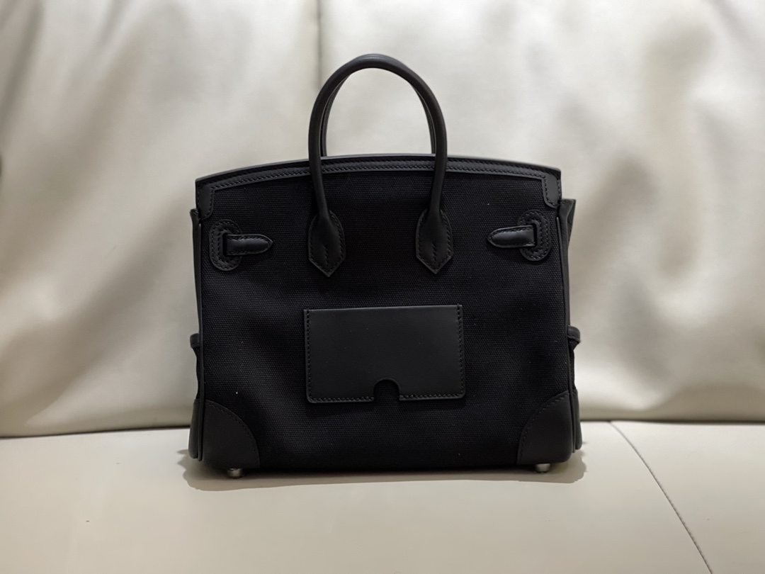 에르메스 버킨백25 스위프트 카고 캔버스 블랙 은장